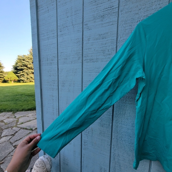 Lands End Skimmer Turtleneck Shaped Fit Cotton Modal sz XL Teal Seafoam - Picture 2 of 9